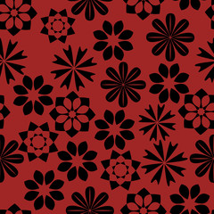 Fototapeta na wymiar Seamless pattern with black and white flowers