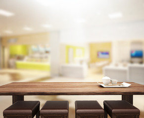 Table Top And Blur Office Background
