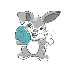 Cute Easter bunny with Easter egg. Isolated.