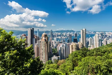 Crédence en verre imprimé Ville sur leau View of Hong Kong during the day