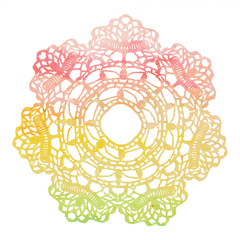 Elegant lacy watercolor doily. Crochet mandala.