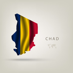 Flag of CHAD as a country with a shadow