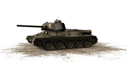 T34 russian Battle Tank seperated on white background