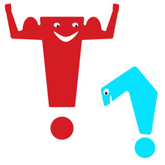 Exclamation and question marks on white background.
