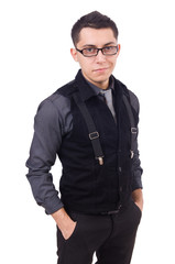 Fototapeta premium A young man wearing suit isolated on white