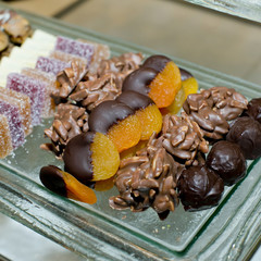 various chocolate sweets.