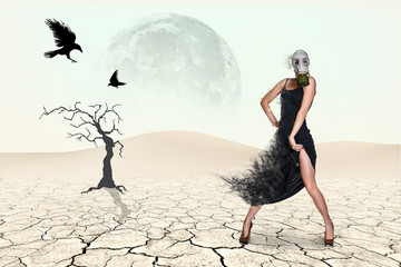 The girl in gas mask
