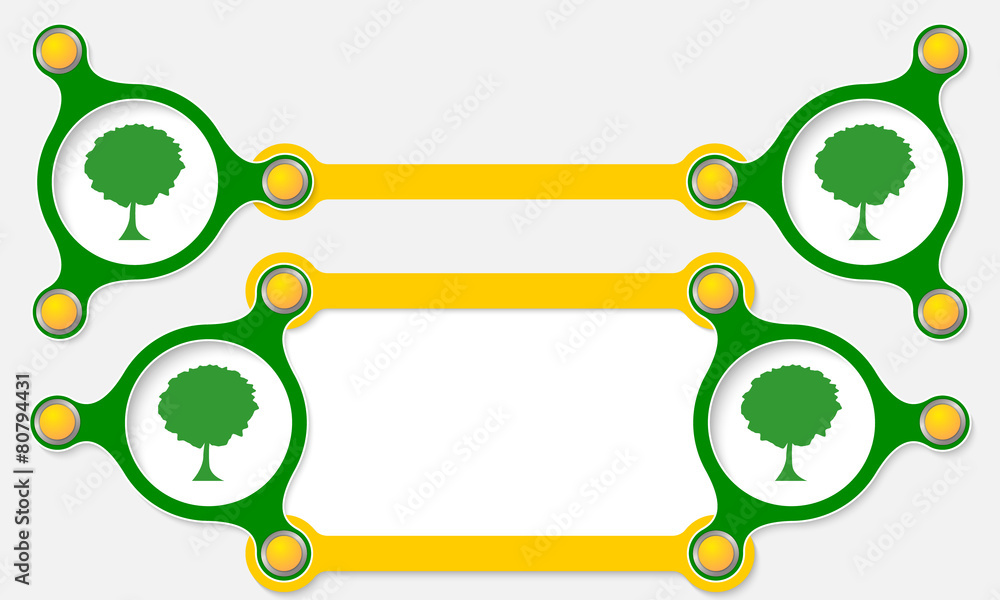 Poster two vector abstract text boxes for your text and tree symbol