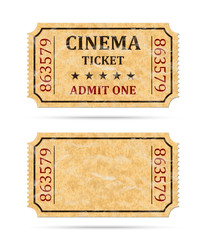 Retro cinema ticket and empty ticket