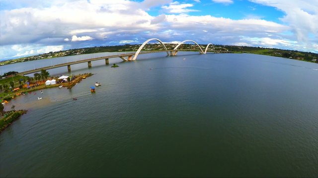Aerial View of Juscelino Kubitschek Bridge in Brasilia, Brazil