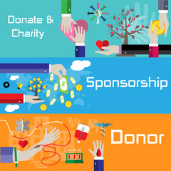 Flat style charity, sponsorship and donor banners - 80796287