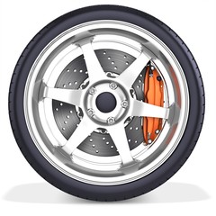 Obraz premium 3d detailed car wheel with rim