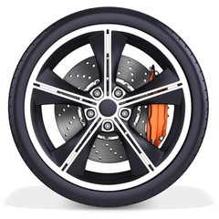 Obraz premium 3d detailed car wheel with rim