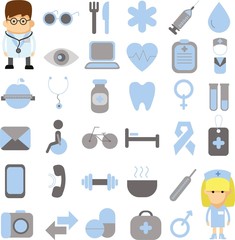Fototapeta premium Набор для мобильных и веб-набор векторных медицины иконки