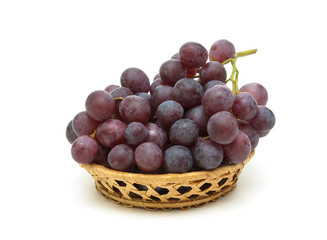 ripe dark grapes isolated on white background