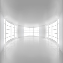 White Rounded Room Illuminated by Sunlight.