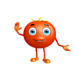 Tomato character with saying hi pose