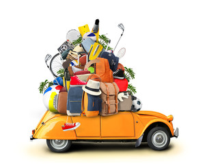 Vacation and travel, a huge pile of things for the holiday