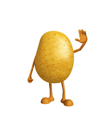 Potato character with saying hi pose
