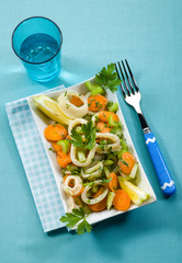 sea salad with mixed vegetables