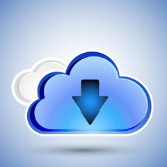 Cloud computing download icon, vector illustration