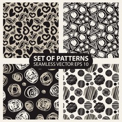 set of abstract graphic patterns circles and heart