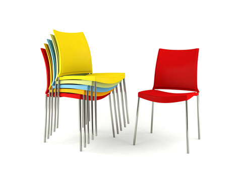 Colorful chairs isolated on white background