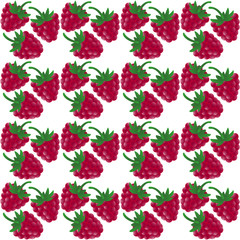 Seamless floral pattern with raspberries