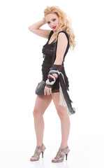 Fototapeta premium Beautiful happy woman holding a bag