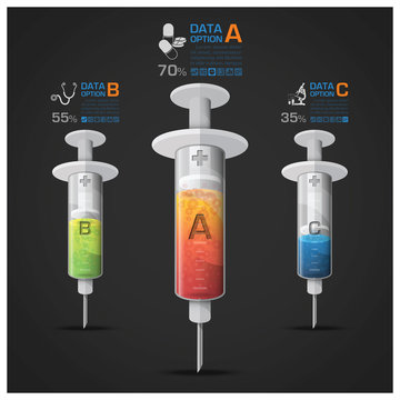 Healthcare And Medical With Syringe Diagram Infographic