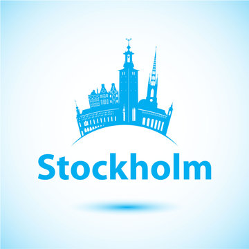 Vector silhouette of Stockholm, Sweden.