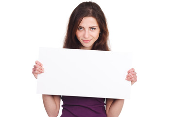 attractive girl with blank ad