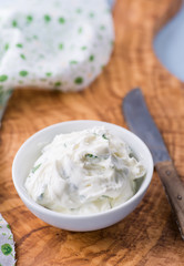 Fresh cream cheese spread with herbs