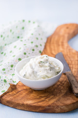 Fresh cream cheese spread with herbs