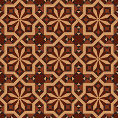 Vector seamless vintage tile pattern ocher and red