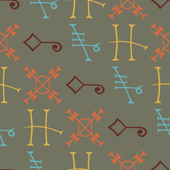 Seamless Background with Medieval Alchemical Signs