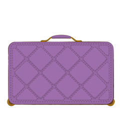 Purple luggage suitcase with rectangular pattern on wheels