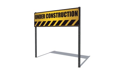 under construction sign on white background
