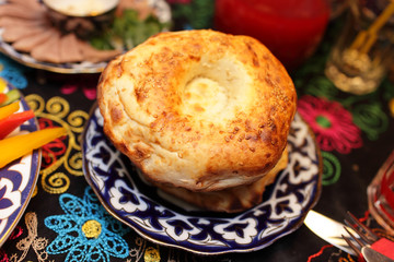 Plate with uzbek bread