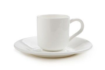 White cup isolated on white background