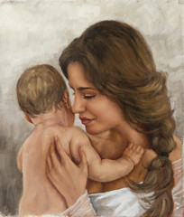 portrait of a young mother and her child