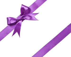 Violet bow isolated on white background