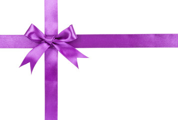 Violet bow isolated on white background