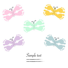 Baby footprints with butterfly baby shower card