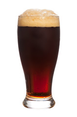 Beer in glass isolated on white background