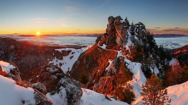 Panoramic mountain winter landscape, Slovakia