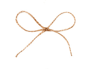 Twine string tied in a bow isolated