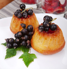 Delicious cupcakes with black currant. breakfast