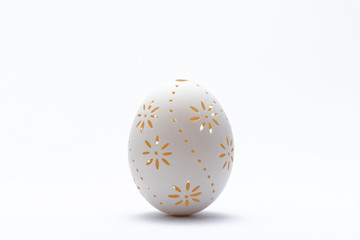Traditional Easter eggs on white background.