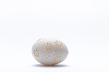Traditional Easter eggs on white background.